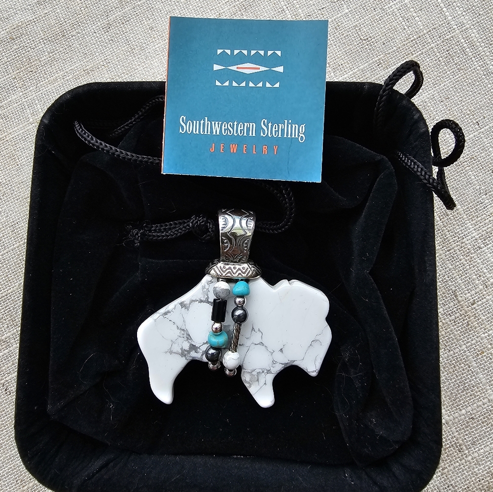 Carolyn Pollack Sterling Buffalo and Turquoise Pendant